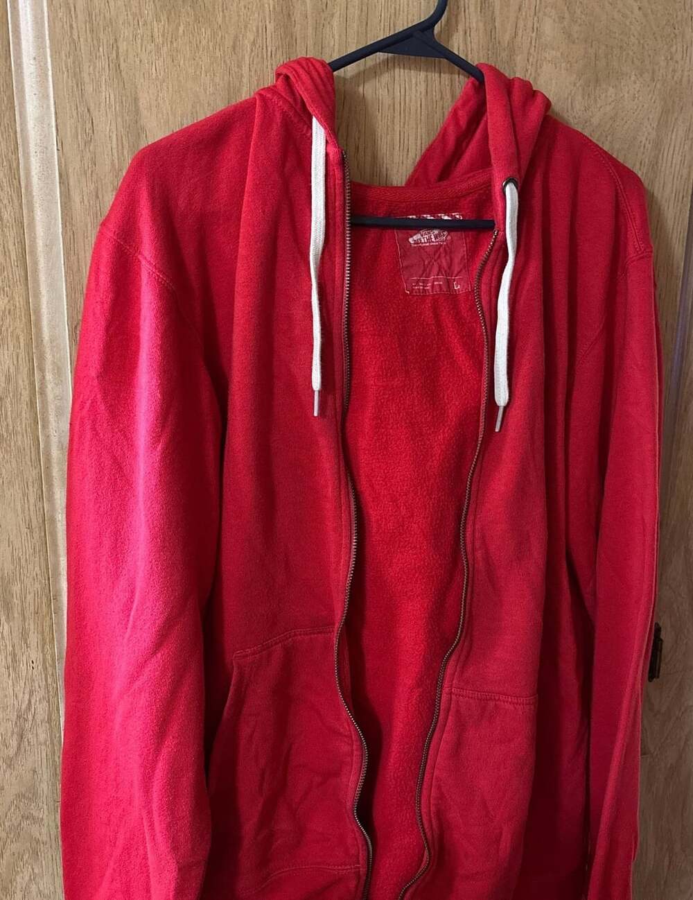Vans Off The Wall Men's Full-Zip Red Hoodie Sweatshirt Size Large